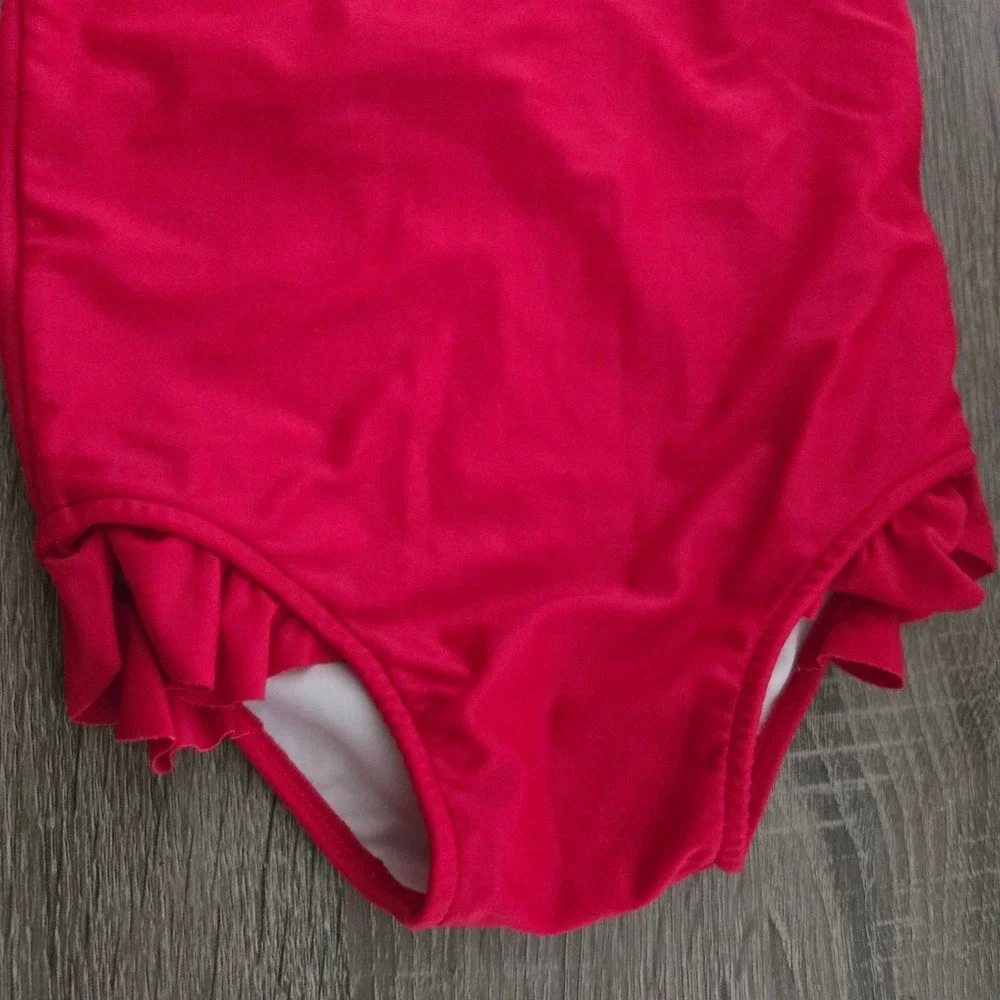 Burberry Red Swimsuit Girl's Toddler Size‎ 2Y Ruffle Detail Plaid Straps
